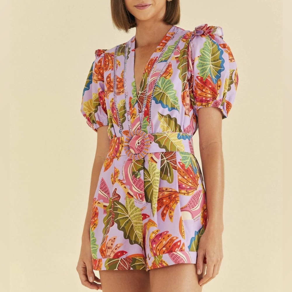 FARM Rio belted romper lavender